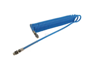 ANI Spiralschlauch AH037936 f&uuml;r Druckluft, 5x8 mm, 6 m Rollenl&auml;nge und 4 m max. Betriebsl&auml;nge. Nylon, 15 bar, 1/4" Anschluss, blau