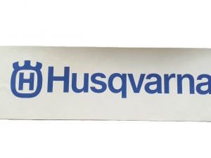 Husqvarna Logo Aufkleber transparent groß 49cm Breite 14,6cm Höhe