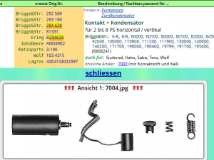 Lagros Unterbrecherkontakt Satz passend für Briggs & Stratton 294628