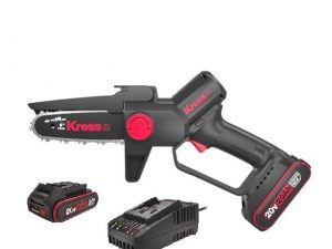 Kress bürstenlose 12 cm 20 V Einhand-Akku-Kettensäge Set KG343E inkl. 1 x 20 V 2.0 Ah Akku (KAB02) + 1 x 20 V 2 A Ladegerät (KAC02)